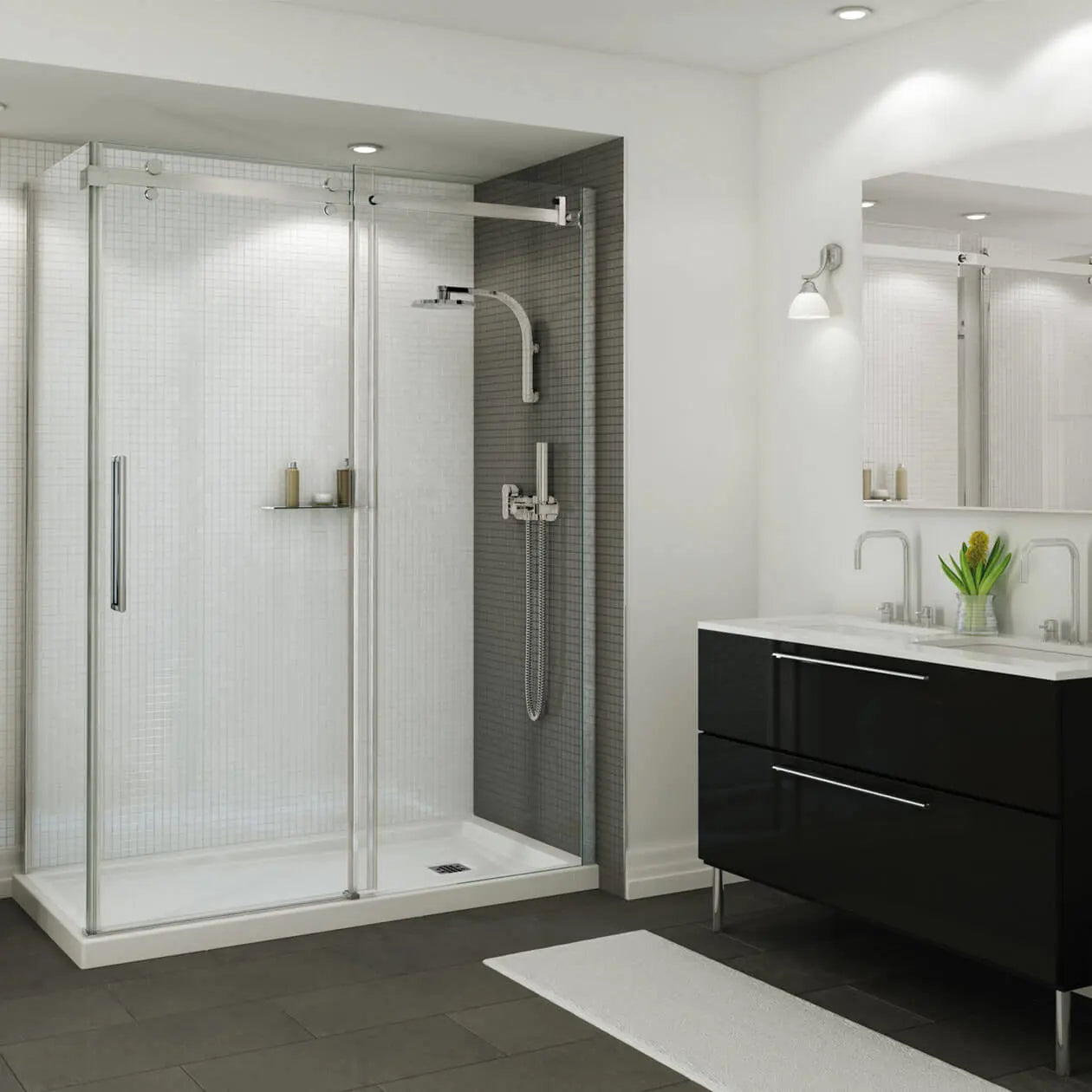 Maax B3Square 6034 Acrylic Corner Right Shower Base in White with Right-Hand Drain 420035-503-001-100 - Plumbing Market