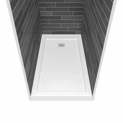 Maax B3Square 6036 Acrylic Alcove Deep Shower Base in White with Center Drain 420006-504-001-101 - Plumbing Market