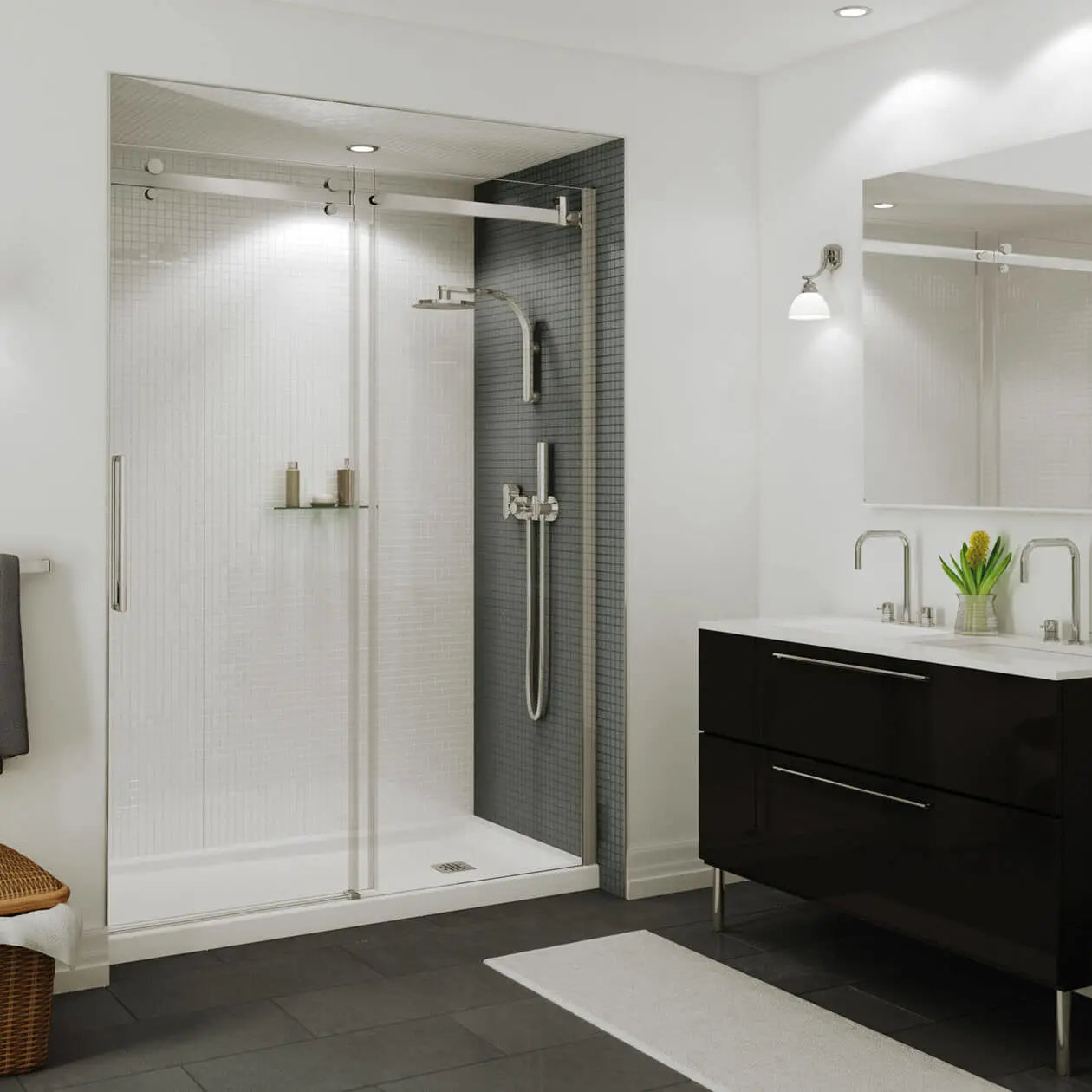Maax B3Square 6036 Acrylic Alcove Shower Base in White with Anti-slip Bottom with Left-Hand Drain 420006-541-001-100 - Plumbing Market