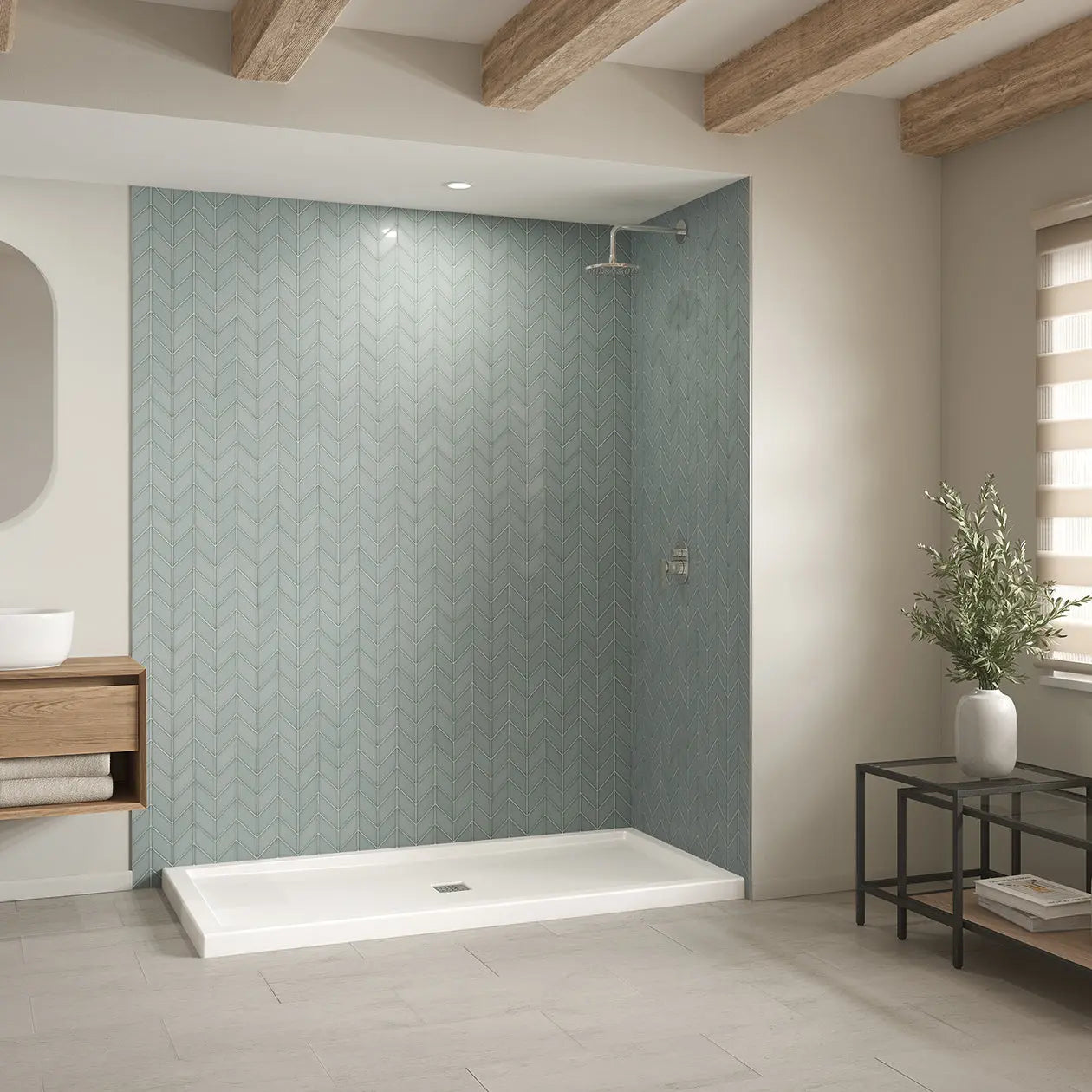 Maax B3Square 7236 Acrylic Corner Right Shower Base in White with Center Drain 420042-503-001-000 - Plumbing Market