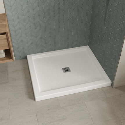 Maax B3X 4236 Acrylic Corner Right Shower Base with Anti-slip Bottom with Center Drain in White 420041-543-001-000 - Plumbing Market