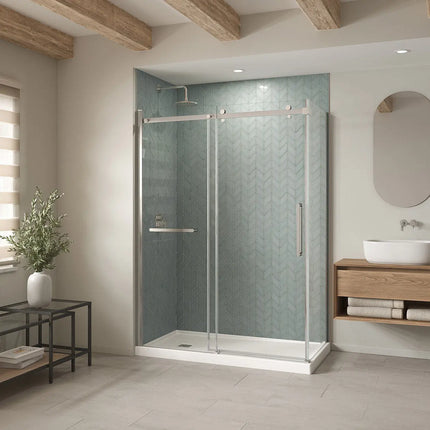 Maax B3X 6032 Acrylic Corner Left Shower Base with Anti-slip Bottom with Left-Hand Drain in White 420024-542-001-000 - Plumbing Market