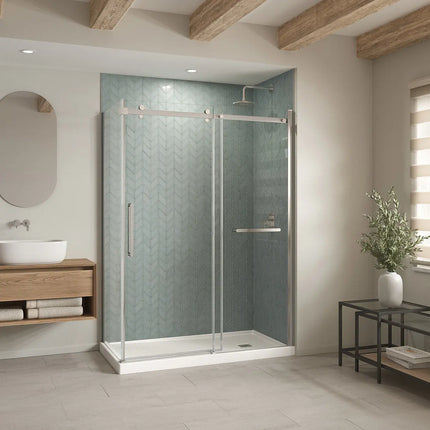 Maax B3X 6032 Acrylic Corner Right Shower Base with Anti-slip Bottom with Right-Hand Drain in White 420025-543-001-000 - Plumbing Market