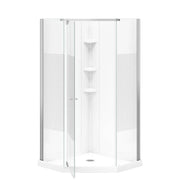 Maax Begonia Carbon 36 x 36 Polystyrene Center Drain Shower Kit in White with Carbon glass  in Chrome 300012-000-129-104 - Plumbing Market
