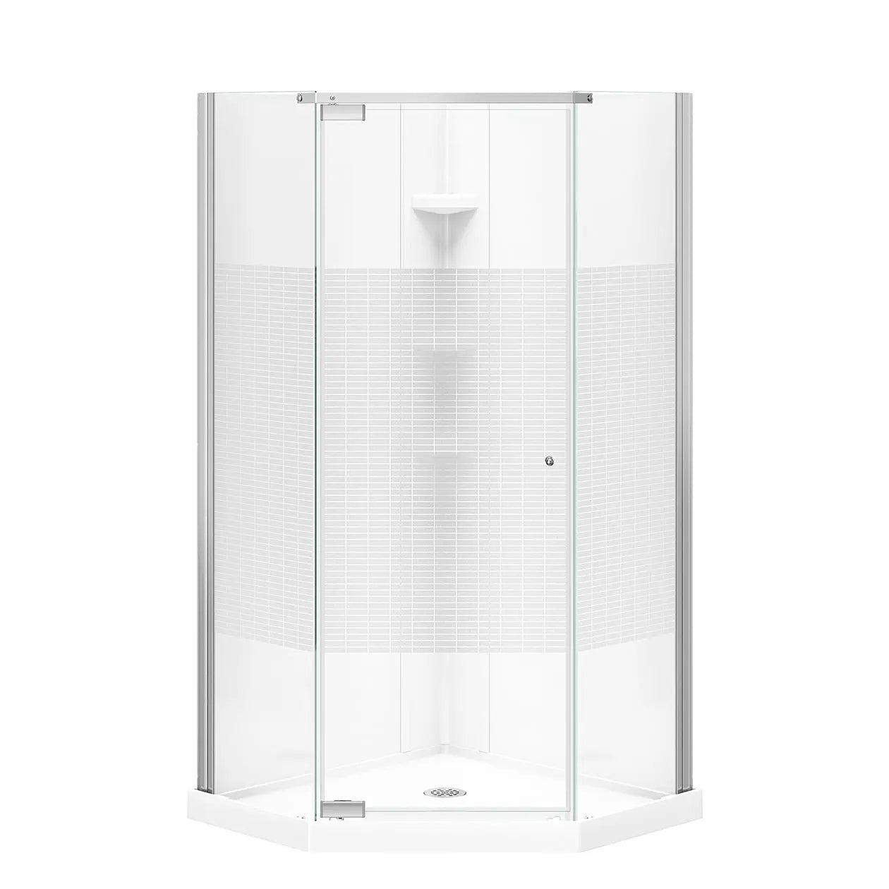 Maax Begonia Carbon 36 x 36 Polystyrene Center Drain Shower Kit in White with Carbon glass  in Chrome 300012-000-129-104 - Plumbing Market