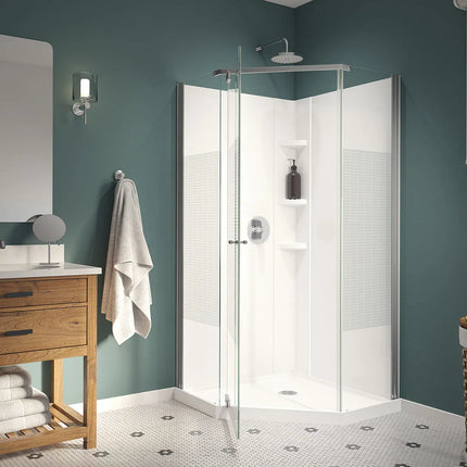 Maax Begonia Carbon 36 x 36 Polystyrene Center Drain Shower Kit in White with Carbon glass  in Chrome 300012-000-129-104 - Plumbing Market