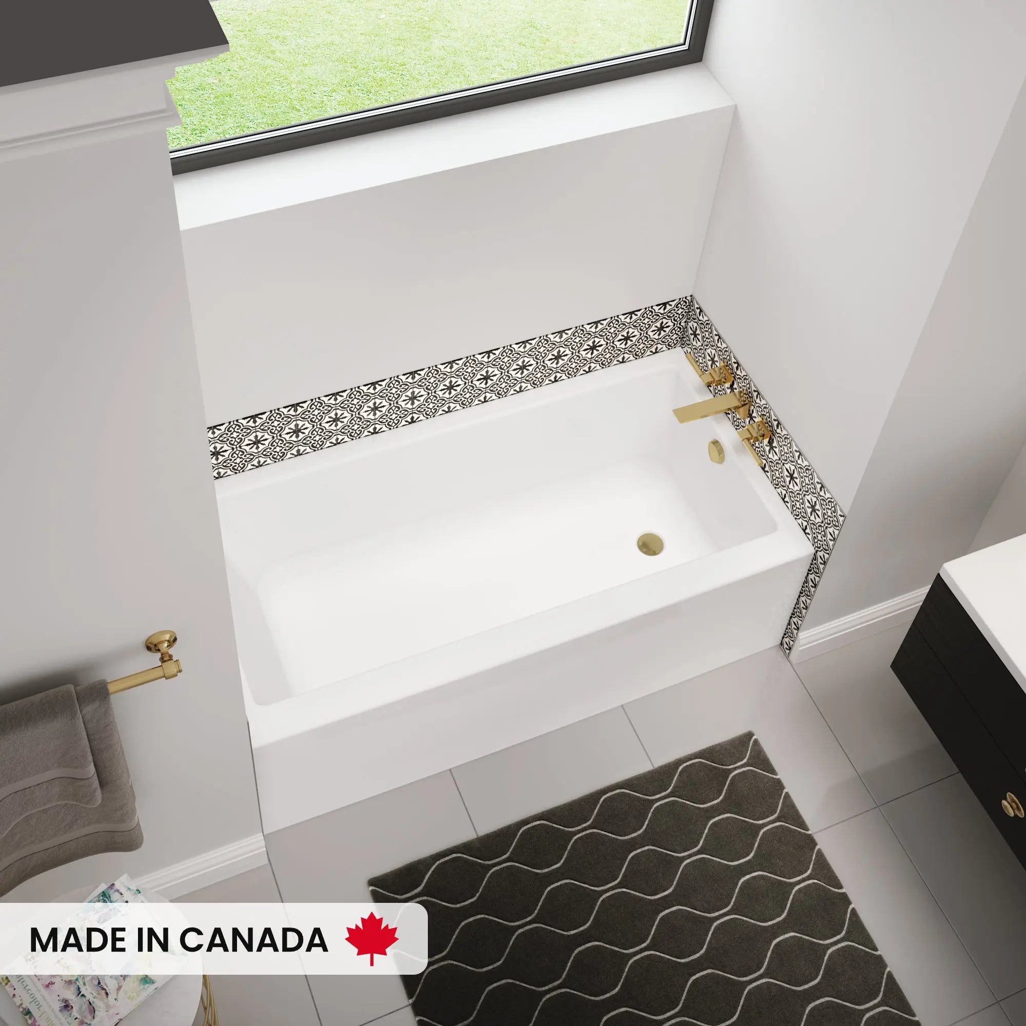 Maax Bosca 6030 IFS AFR Acrylic Alcove Right-Hand Drain Bathtub in White 106395-000-001-102 - Plumbing Market
