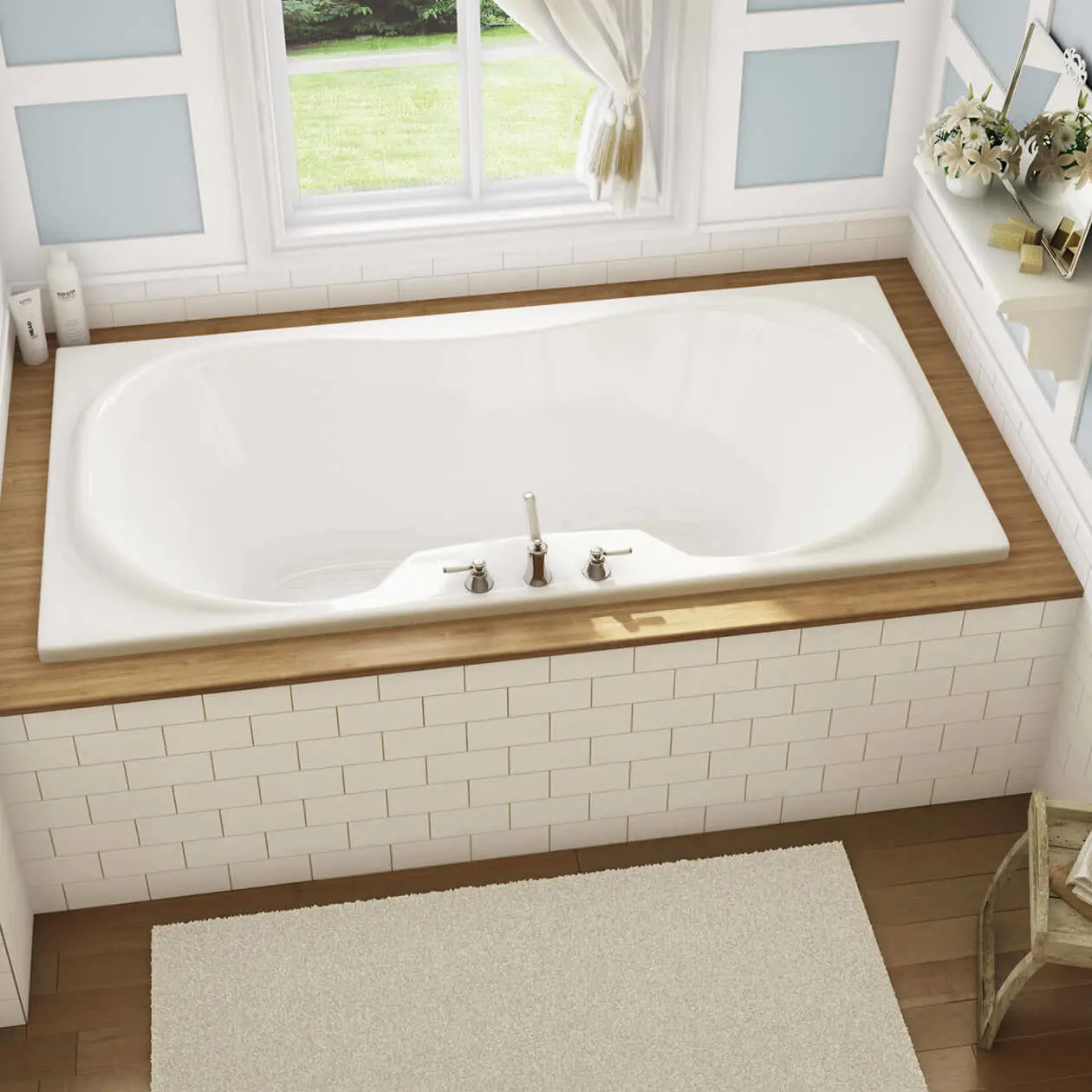 Maax Cambridge 72 x 36 Acrylic Drop-in Center Drain 10 Microjets Bathtub in White 101227-091-001-000 - Plumbing Market