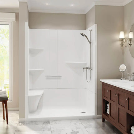 Maax Camelia SH-6034 Acrylic Alcove Center Drain Two-Piece Shower in White 105921-000-001-174 - Plumbing Market