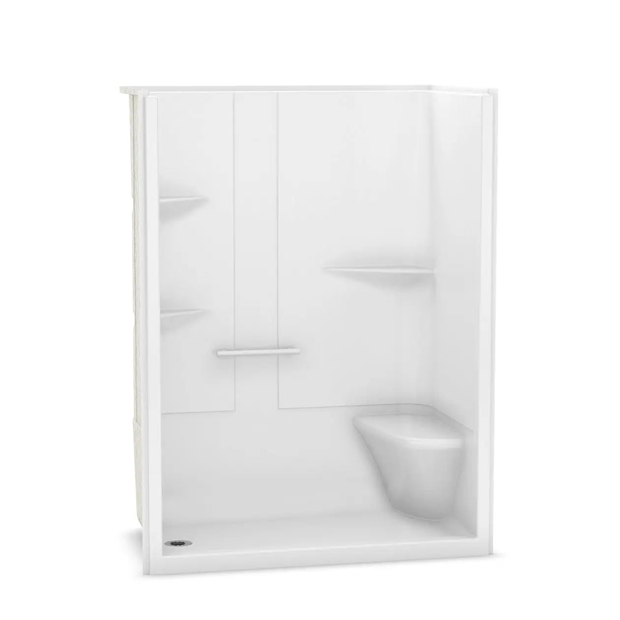 Maax Camelia SH-6034 Acrylic Alcove Left-Hand Drain One-Piece Shower in White 105921-NL-000-001 - Plumbing Market