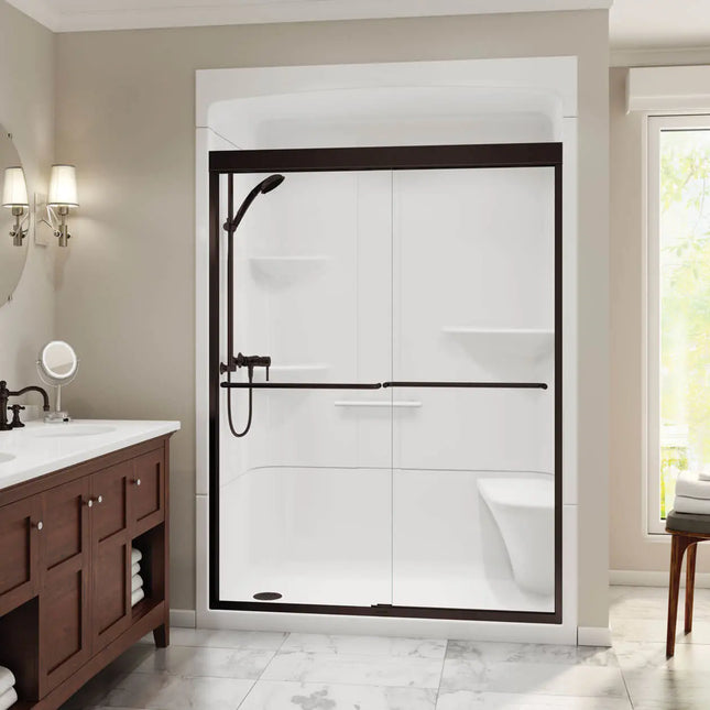 Maax Camelia SHR-6034 Acrylic Alcove Center Drain Three-Piece Shower in White 105922-SLC-000-001 - Plumbing Market