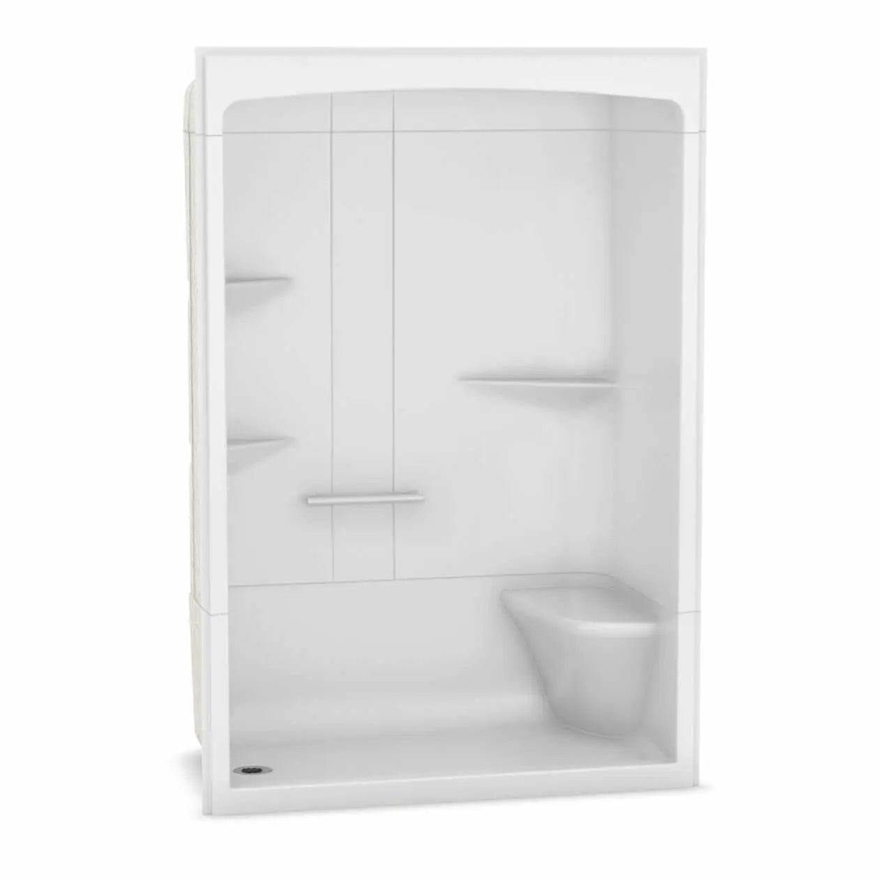 Maax Camelia SHR-6034 Acrylic Alcove Center Drain Three-Piece Shower in White 105922-SLC-000-001 - Plumbing Market