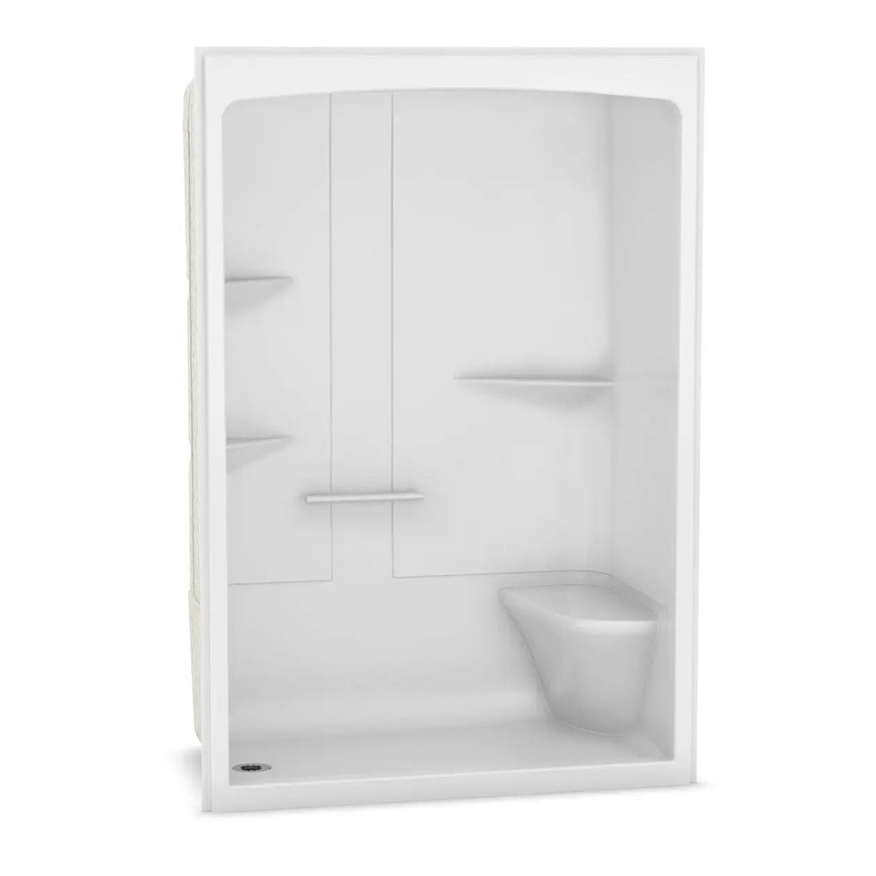 Maax Camelia SHR-6034 Acrylic Alcove Left-Hand Drain One-Piece Shower in White 105922-RL-000-001 - Plumbing Market