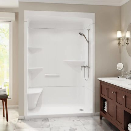 Maax Camelia SHR-6034 Acrylic Alcove Left-Hand Drain Three-Piece Shower in White 105922-SNL-000-001 - Plumbing Market