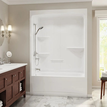 Maax Camelia TSR-6032 Acrylic Alcove Right-Hand Drain One-Piece Tub Shower in White 105916-R-000-001 - Plumbing Market