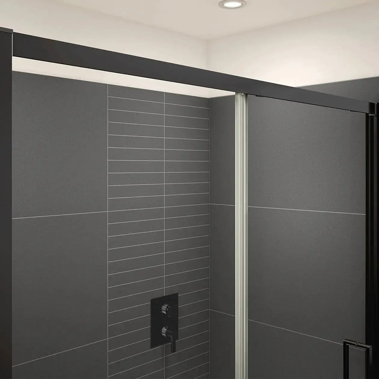 Connect Pro 45-46 ½ x 76 in. 6mm Sliding Shower Door for Alcove Installation with Clear glass in Matte Black - Plumbing Market