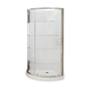 Maax Cyrene 34 x 34 Acrylic Center Drain Shower Kit in White with 3 Stripes glass in Chrome 300001-000-001-103 - Plumbing Market