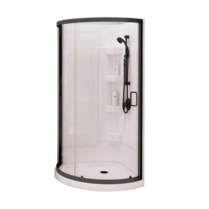 Maax Cyrene 34 x 34 Acrylic Center Drain Shower Kit in White with Clear glass in Matte Black 300001-000-001-105 - Plumbing Market