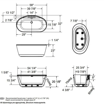 Maax Eldora 5832 Acrylic White Freestanding Center Drain Bathtub - Plumbing Market