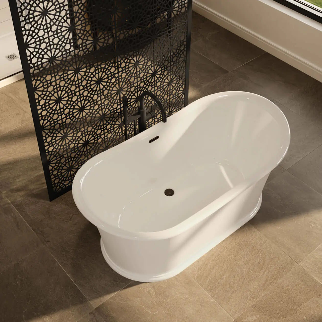 Maax Elina 6634 Acrylic Skirted Freestanding Center Drain Bathtub ...