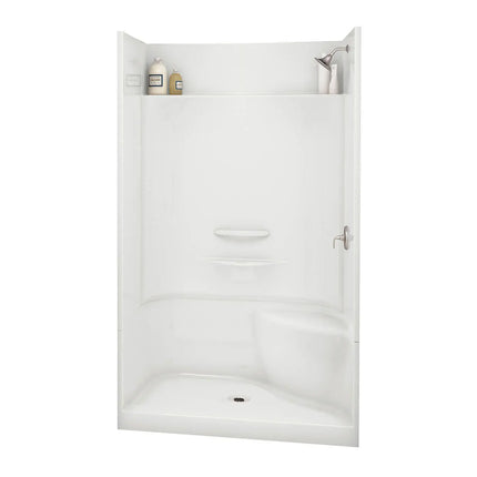 Maax Essence SH-4834 AcrylX Alcove Center Drain Four-Piece Shower in White 148030-000-002-294 - Plumbing Market