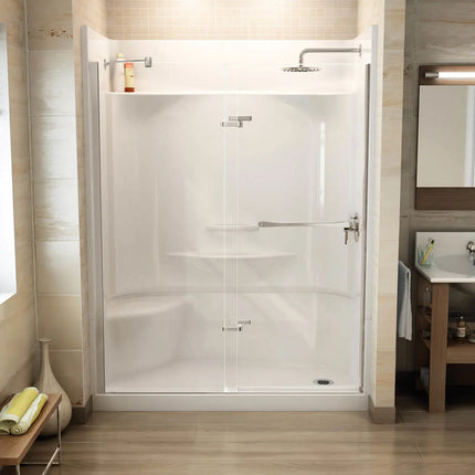 Maax Essence SH-6030 AcrylX Alcove Left-Hand Drain Four-Piece Shower in White 148036-000-002-295 - Plumbing Market