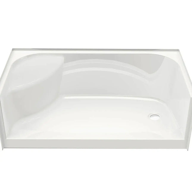 Maax Essence base 3060 AcrylX Alcove Shower Base with Right-Hand Drain in White 148038-000-002-284 - Plumbing Market