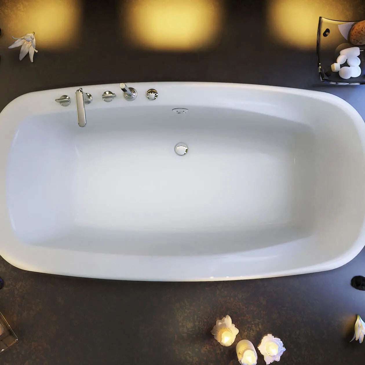 Maax Eterne 7236 Acrylic Drop-in Center Drain Aerofeel Bathtub in White 101317-055-001 - Plumbing Market