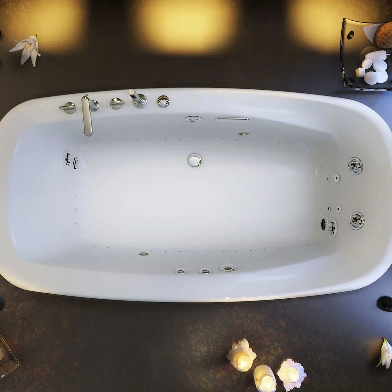 Maax Eterne 7242 Acrylic Drop-in Center Drain Combined Hydromax & Aerofeel Bathtub in White 101318-094-001 - Plumbing Market
