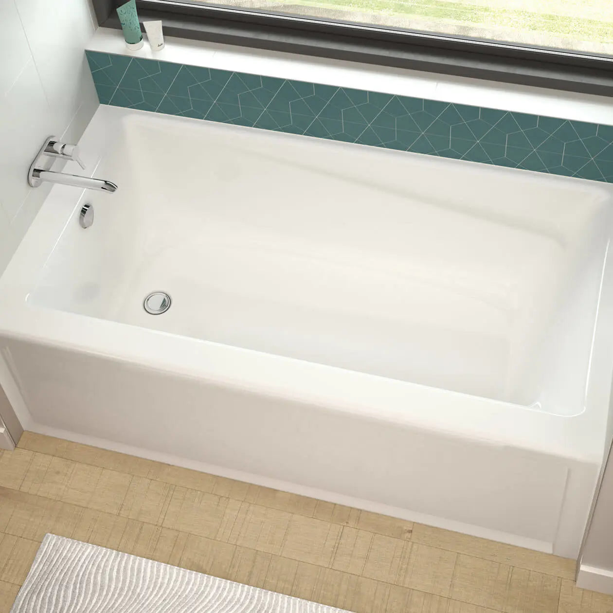 Maax Exhibit 6030 IFS AFR Acrylic Alcove Left-Hand Drain Whirlpool Bathtub in White 105511-001-001-001 - Plumbing Market