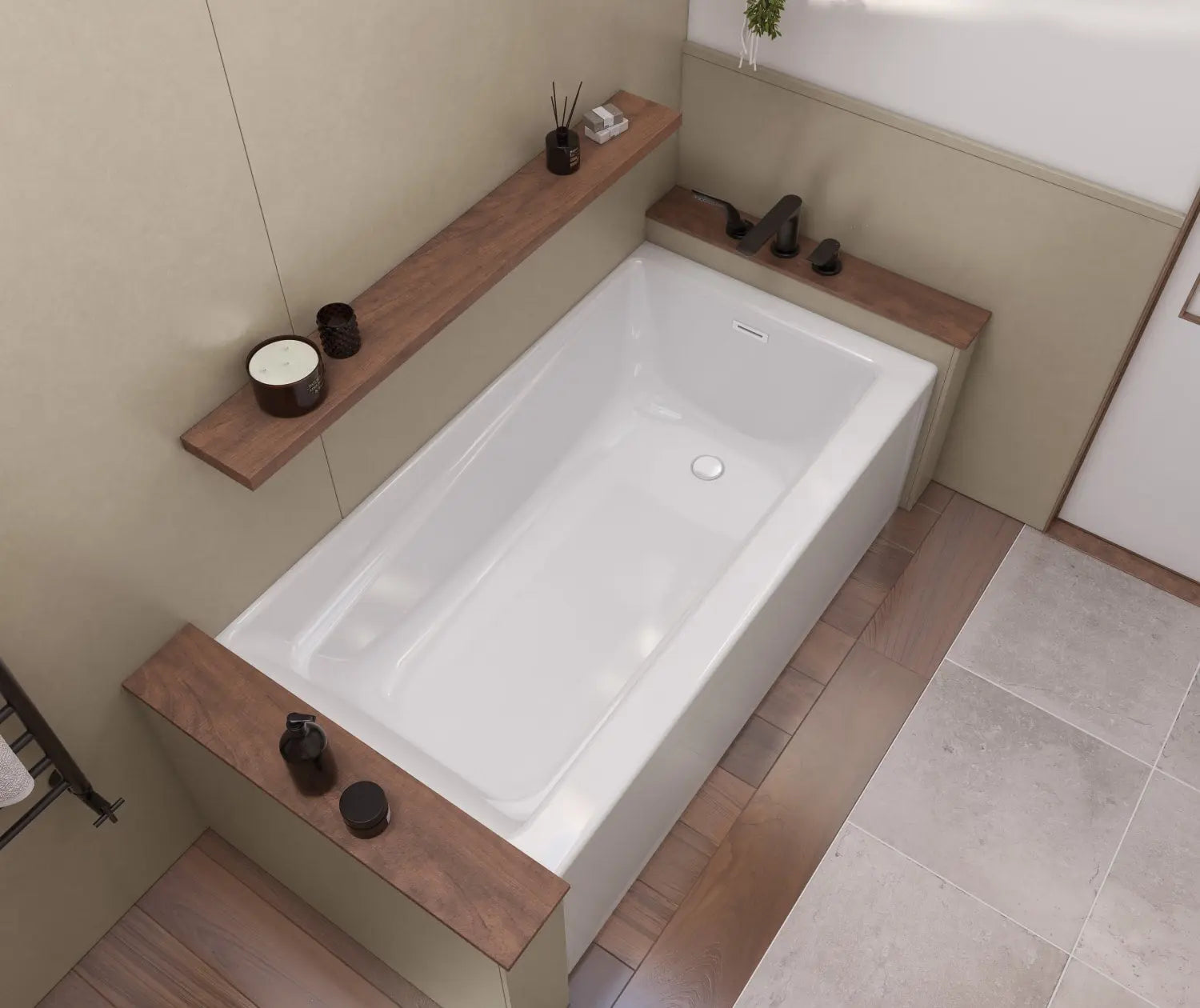 Maax Exhibit 6030 IFS AFR Acrylic Alcove Right-Hand Drain Bathtub in White - Plumbing Market