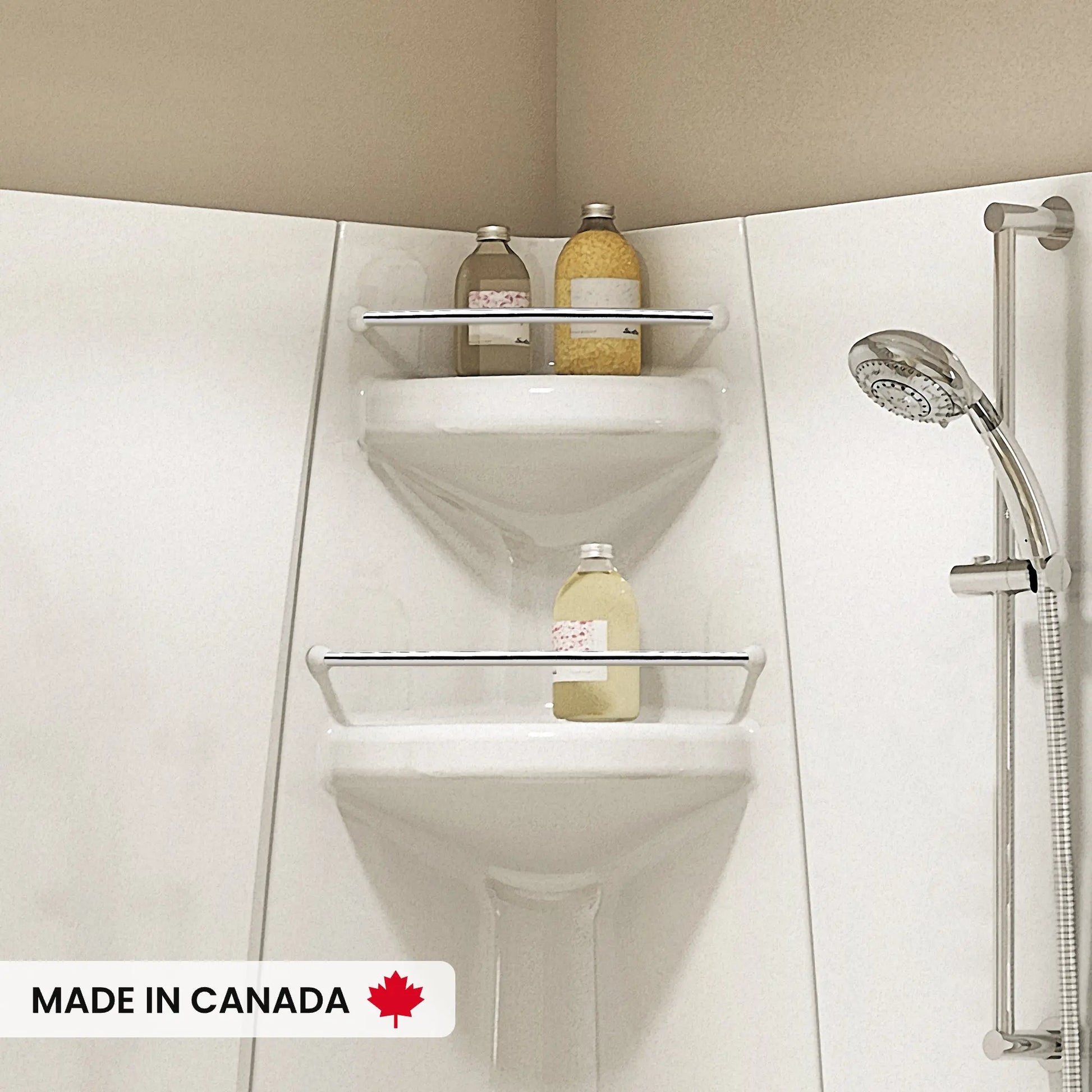 Maax Freestyle 40 Neo-Angle 40 x 40 Acrylic Corner Center Drain One-Piece Shower with Corner Seat in White 102997-C-000-001 - Plumbing Market
