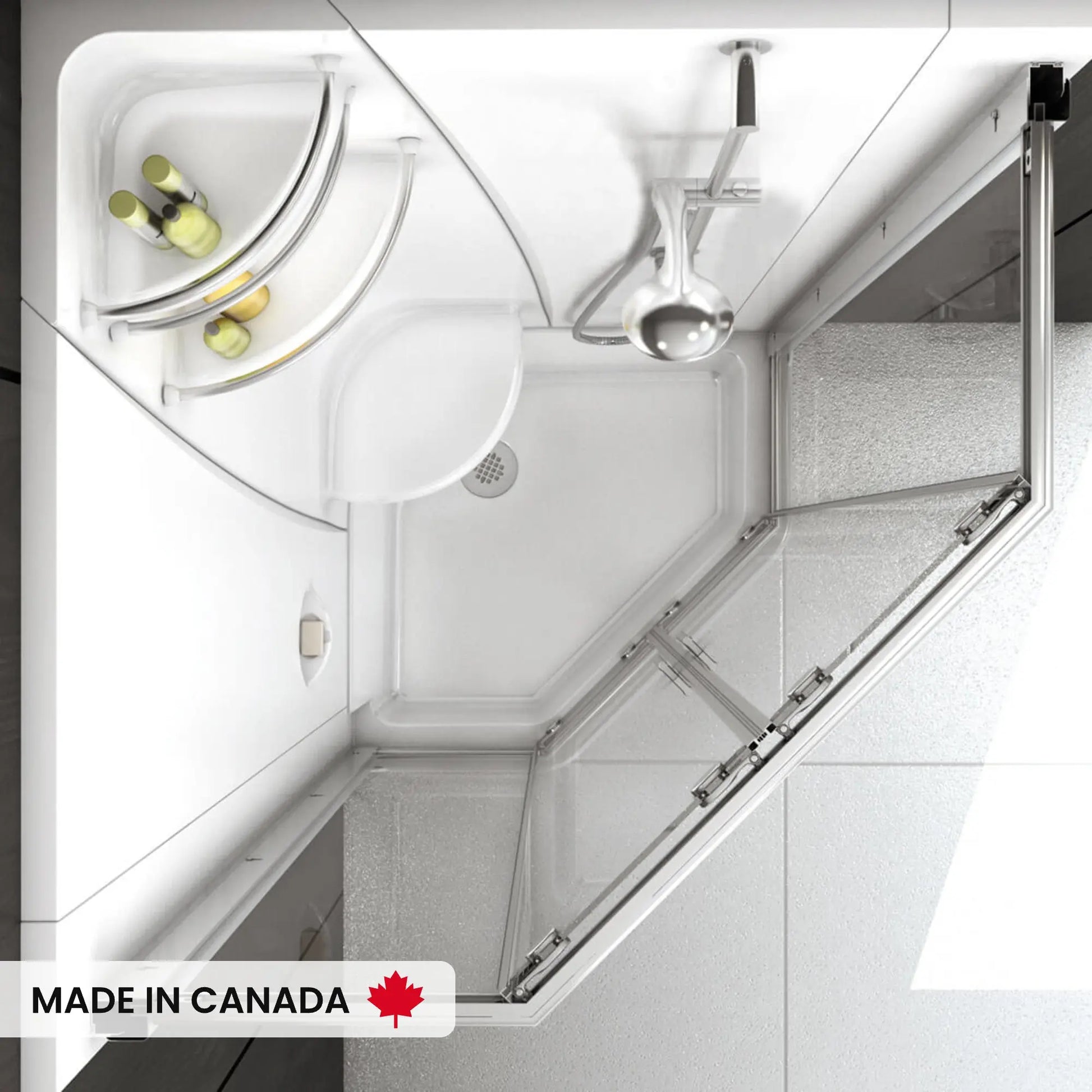 Maax Freestyle 40 Neo-Angle 40 x 40 Acrylic Corner Center Drain One-Piece Shower with Corner Seat in White 102997-C-000-001 - Plumbing Market
