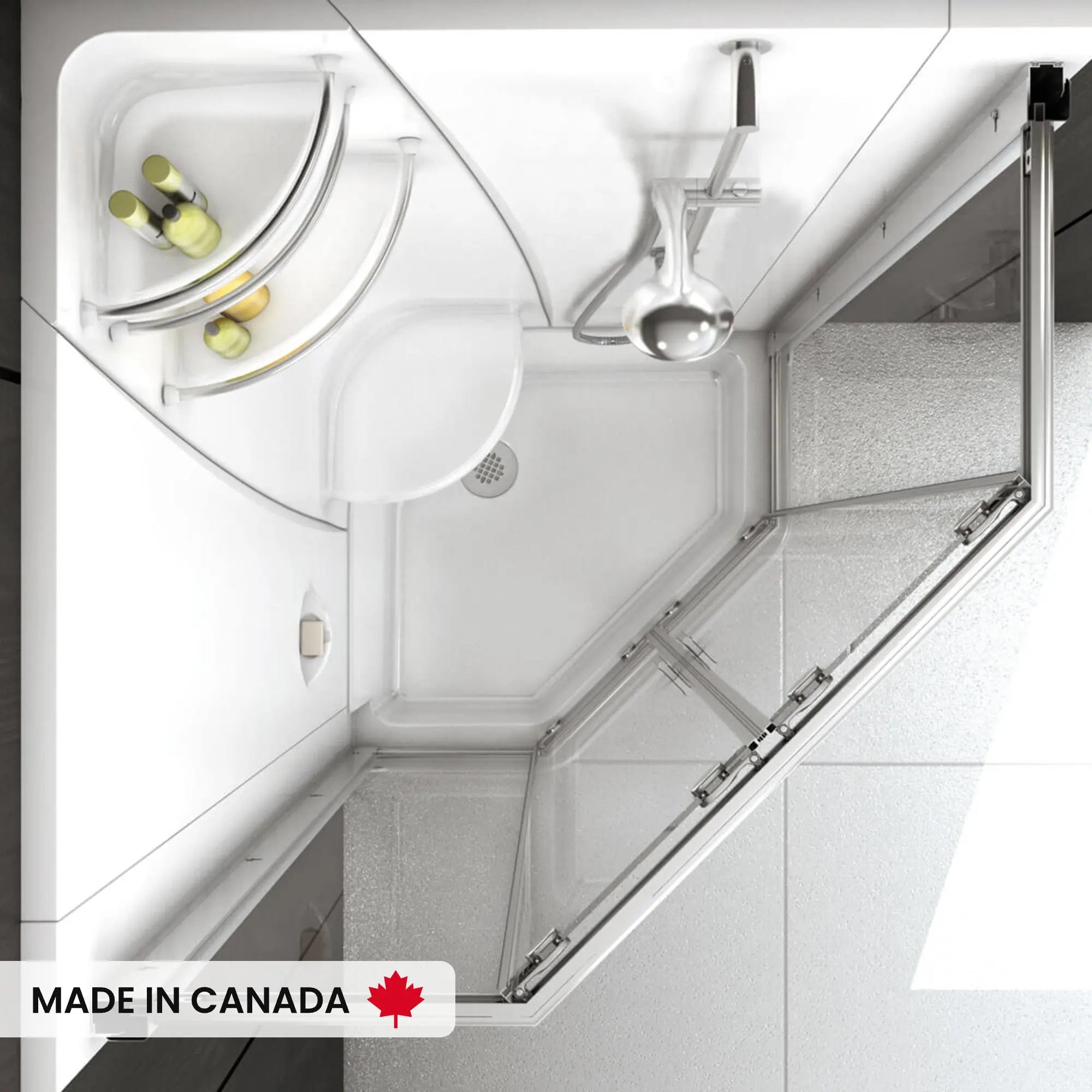 Maax Freestyle 40 Neo-Angle 40 x 40 Acrylic Corner Center Drain One-Piece Shower with Corner Seat in White 102997-C-000-001 - Plumbing Market