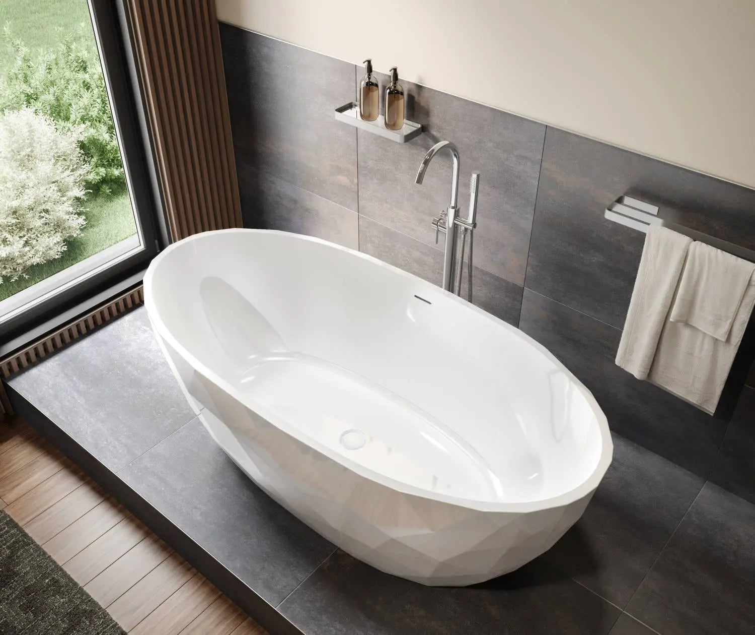 Maax Fura 6732 Acrylic Freestanding Center Drain Bathtub in Gloss White - Plumbing Market