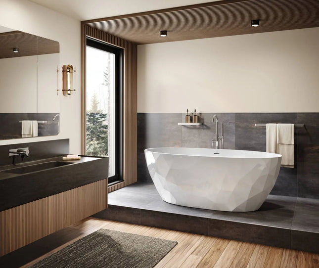 Maax Fura 6732 Acrylic Freestanding Center Drain Bathtub in Gloss White - Plumbing Market