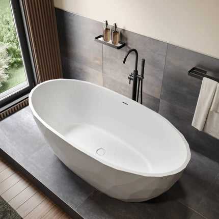 Maax Fura 6732 Acrylic Freestanding Center Drain Bathtub in Matte White - Plumbing Market