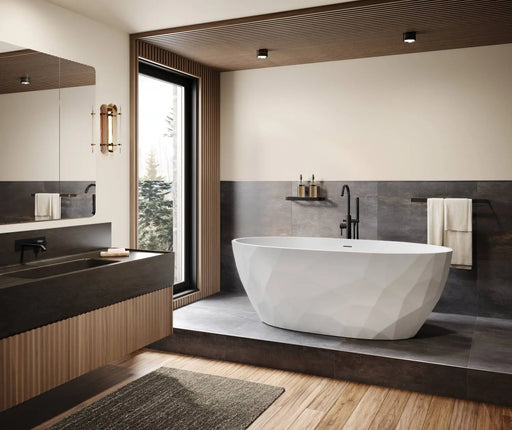 Maax Fura 6732 Acrylic Freestanding Center Drain Bathtub in Matte White - Plumbing Market