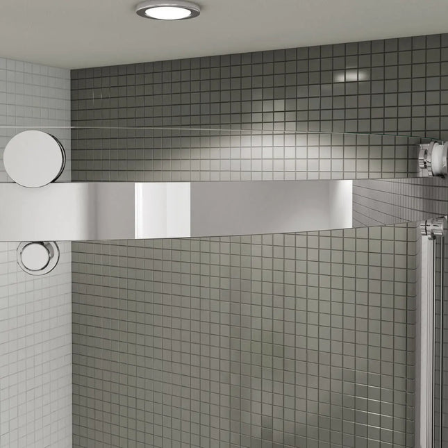 Maax Halo Round 36 x 36 x 76 in Sliding Shower Door for Corner Installation with Clear glass in Chrome 139399-900-084-001 - Plumbing Market