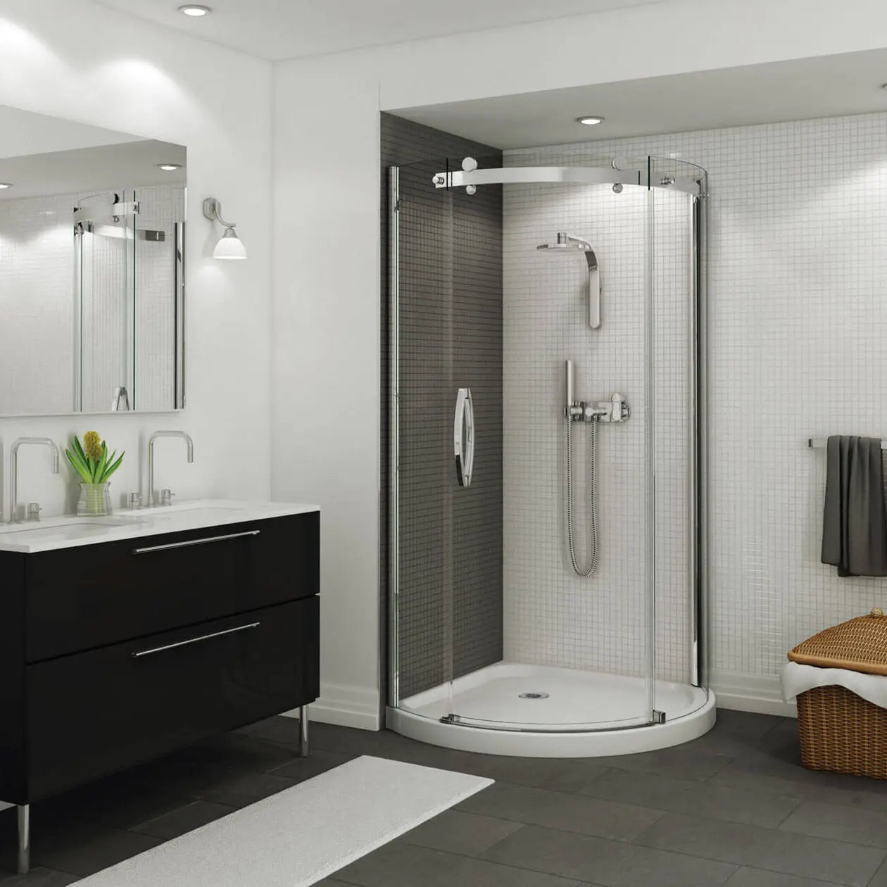 Maax Halo Round 36 x 36 x 76 in Sliding Shower Door for Corner Installation with Clear glass in Chrome 139399-900-084-001 - Plumbing Market