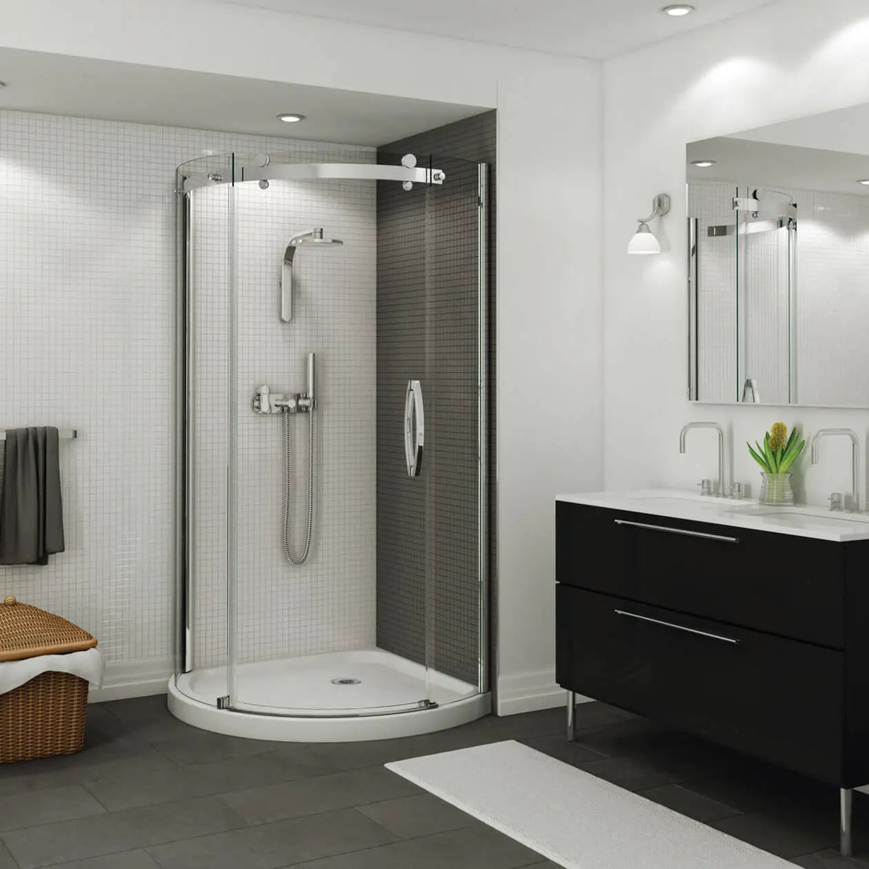 Maax Halo Round 36 x 36 x 76 in Sliding Shower Door for Corner Installation with Clear glass in Chrome 139399-900-084-002 - Plumbing Market