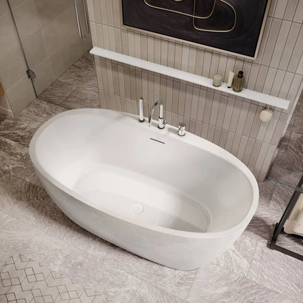 Maax Hatto 5932 Acrylic Freestanding Center Drain Bathtub in White - Plumbing Market