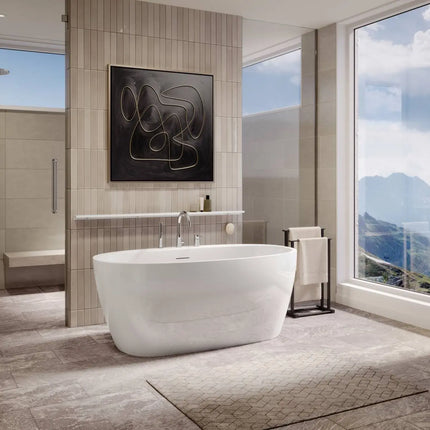 Maax Hatto 5932 Acrylic Freestanding Center Drain Bathtub in White - Plumbing Market