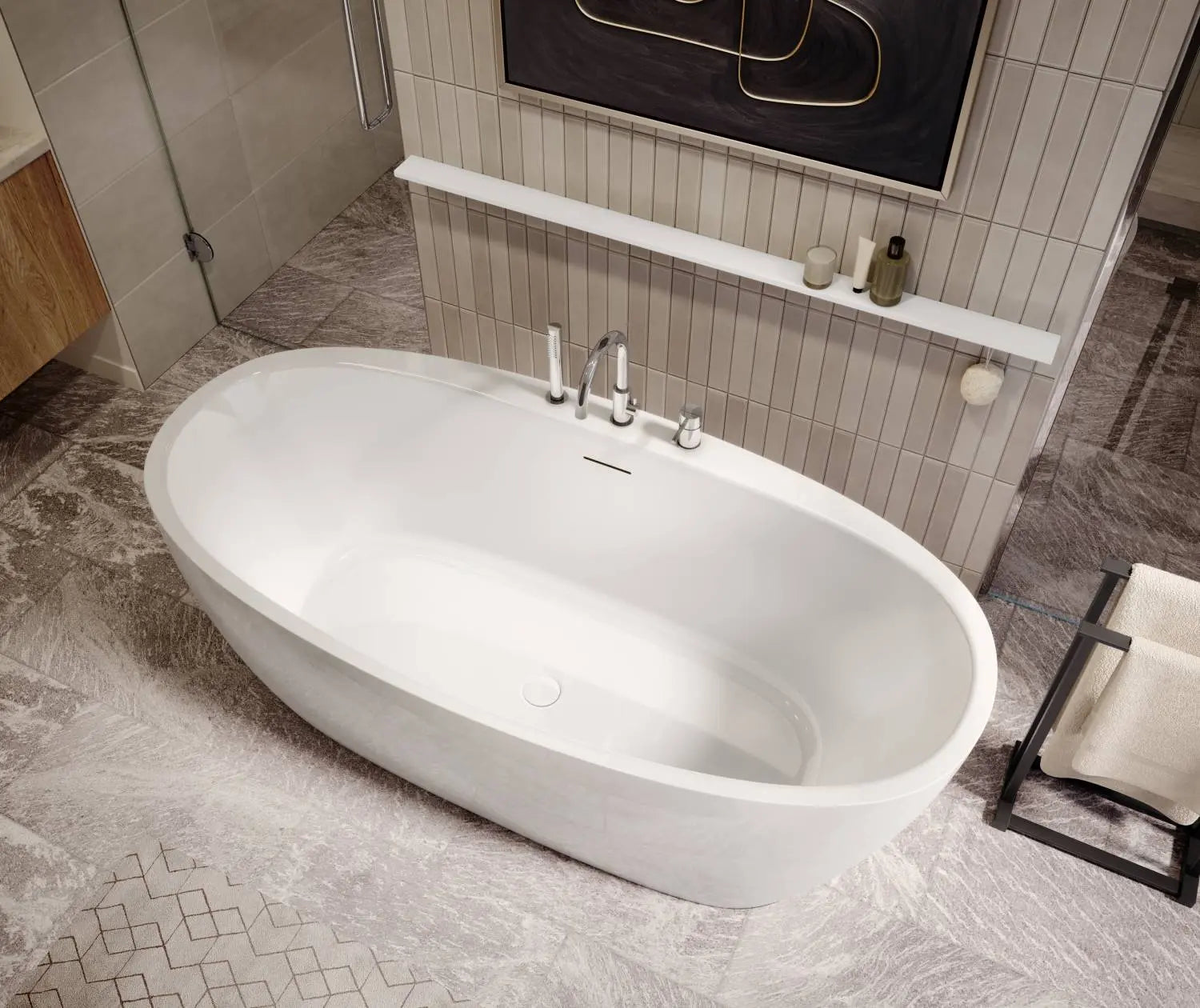 Maax Hatto 6732 Acrylic Freestanding Center Drain Bathtub in White - Plumbing Market