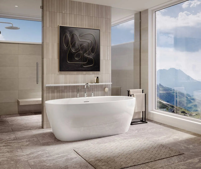 Maax Hatto 6732 Acrylic Freestanding Center Drain Bathtub in White - Plumbing Market