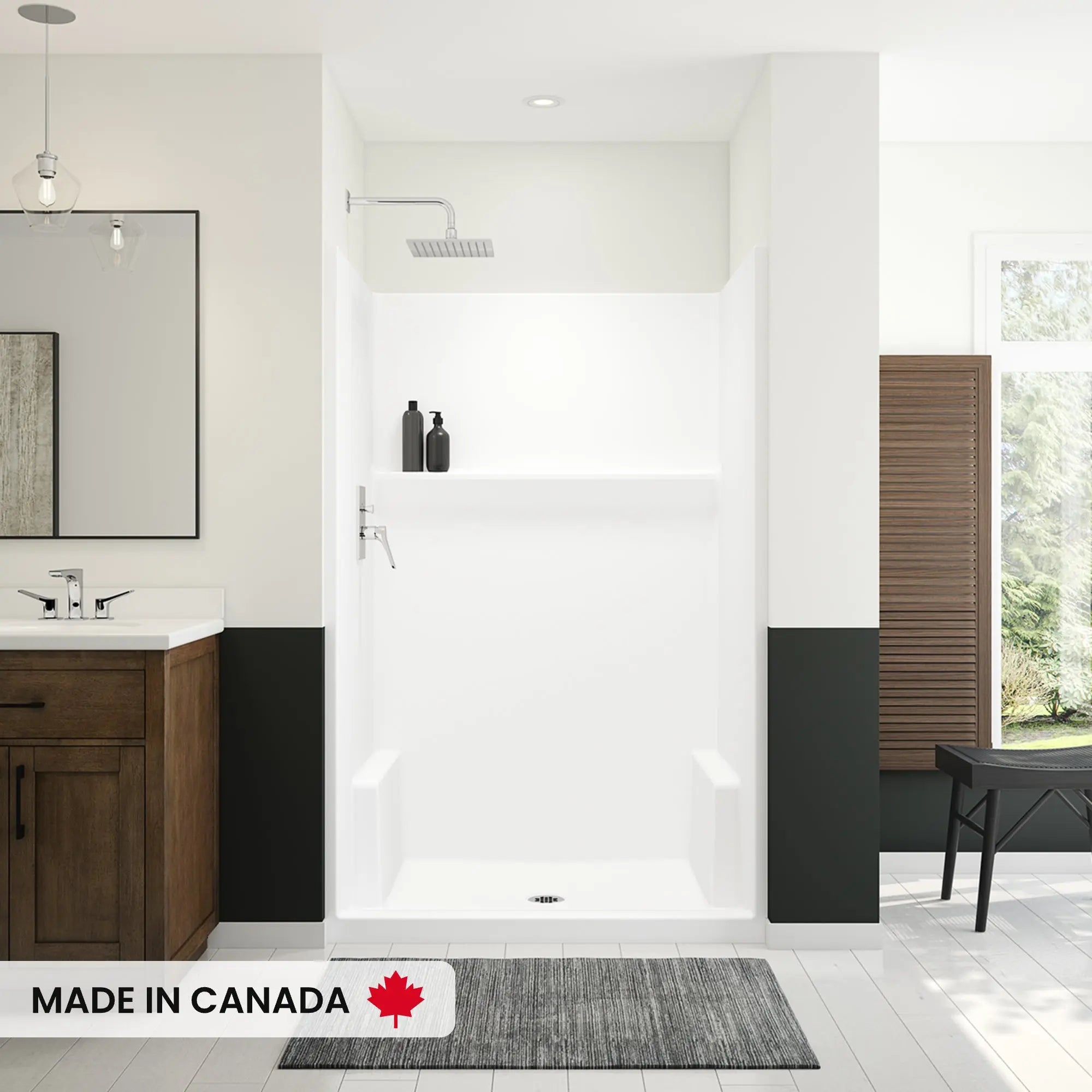 Maax Icon SH4834 AcrylX Alcove Center Drain One-piece Shower in White - Plumbing Market