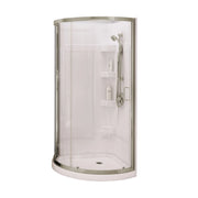 Maax Iris II 34 x 34 Acrylic Center Drain Shower Kit in White with Clear glass in Brushed Nickel 300002-000-001-106 - Plumbing Market