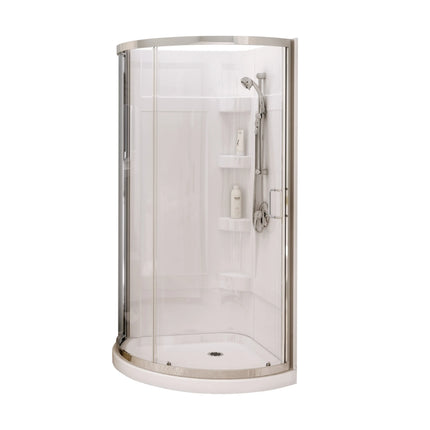 Maax Iris II 34 x 34 Acrylic Center Drain Shower Kit in White with Clear glass in Chrome 300002-000-001-102 - Plumbing Market