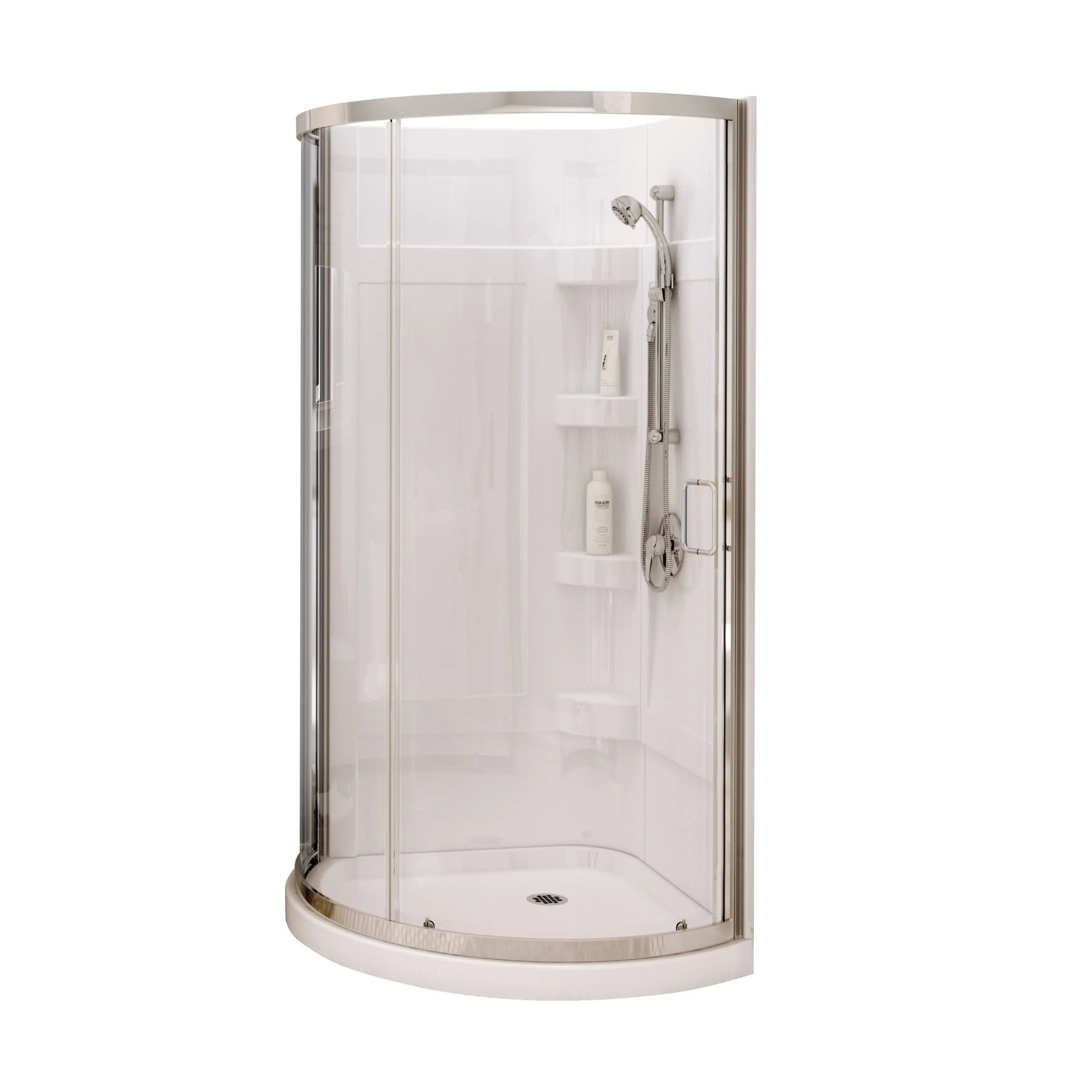Maax Iris II 34 x 34 Acrylic Center Drain Shower Kit in White with Clear glass in Chrome 300002-000-001-102 - Plumbing Market