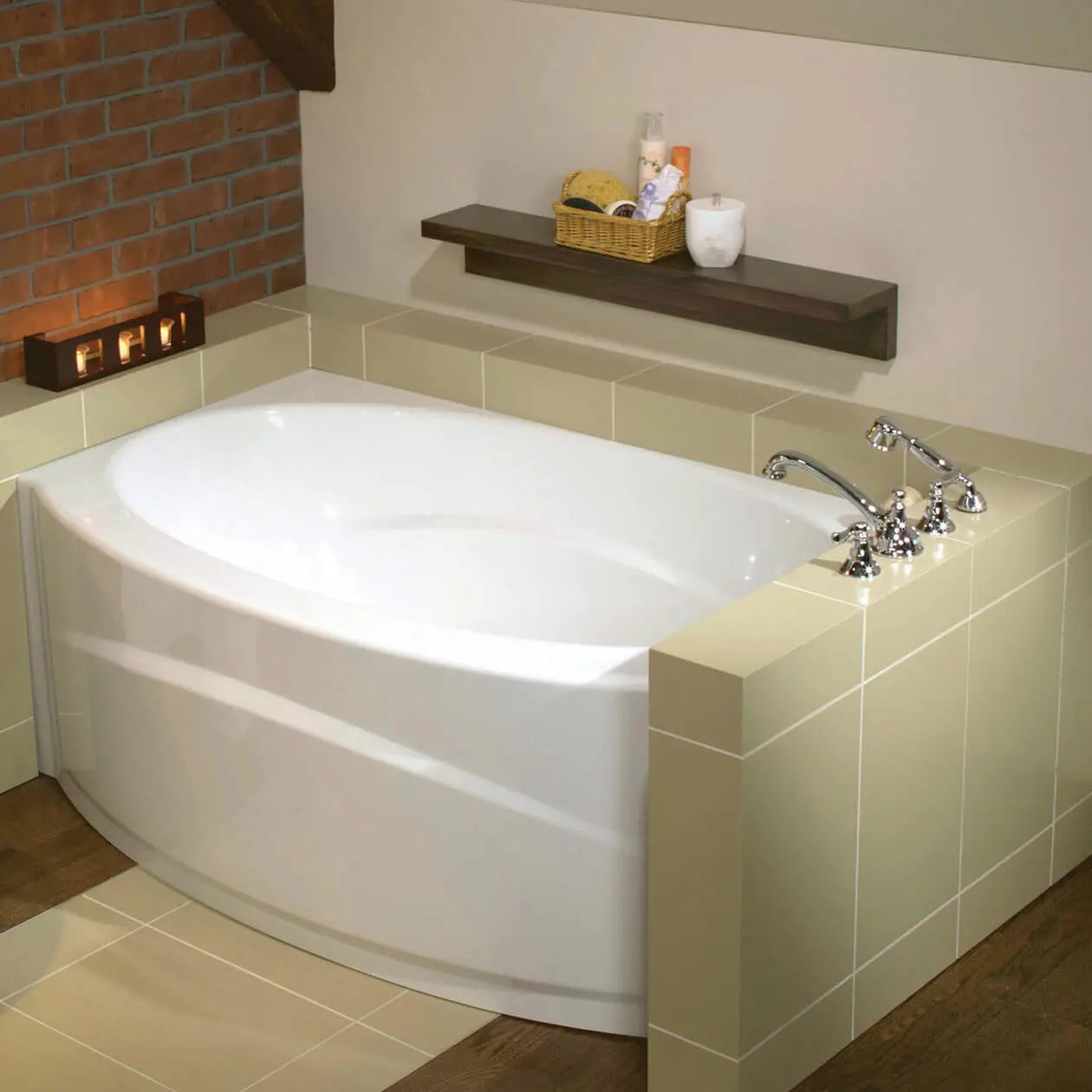 Maax Islander AFR 60 x 38 Acrylic Alcove Right-Hand Drain Bathtub in White 102895-000-001-002 - Plumbing Market